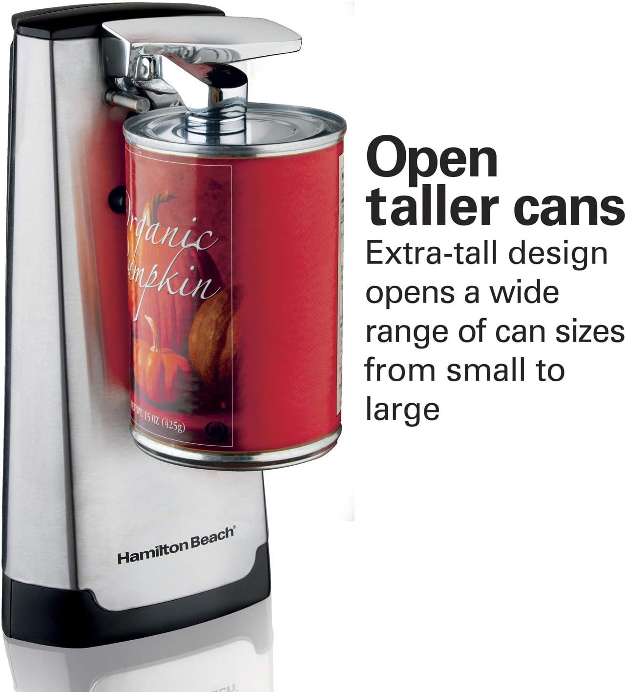 Hamilton Beach Can Opener: Electric, Freestanding, Silver, Metal, 1 Year Warranty, 9" Height, 4.6" Width, 1.79 lbs