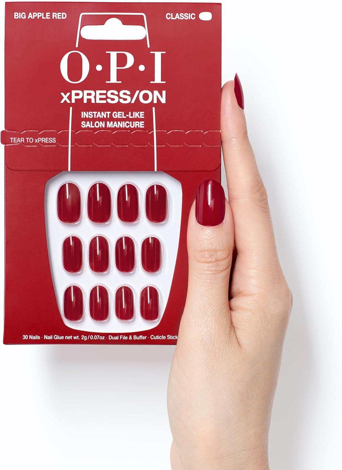 OPI xPRESS/ON Press on Nails | Short Round Classic Shape Nail Art | Dark Colors | 30 Count With Glue | Instant Gel-Like Salon Manicure | Long Lasting, Reusable, Non-damaging