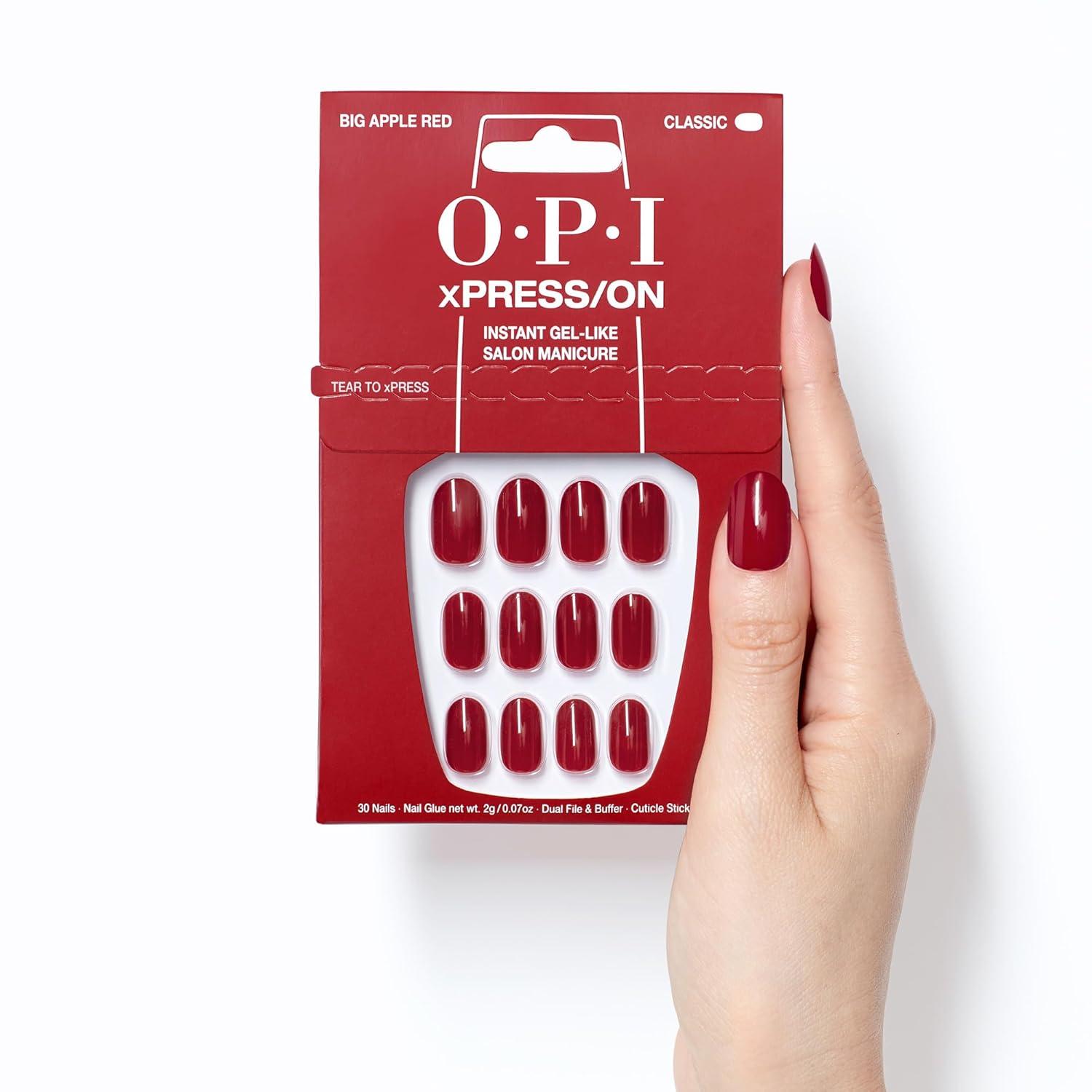 OPI xPRESS/ON Press on Nails | Short Round Classic Shape Nail Art | Dark Colors | 30 Count With Glue | Instant Gel-Like Salon Manicure | Long Lasting, Reusable, Non-damaging