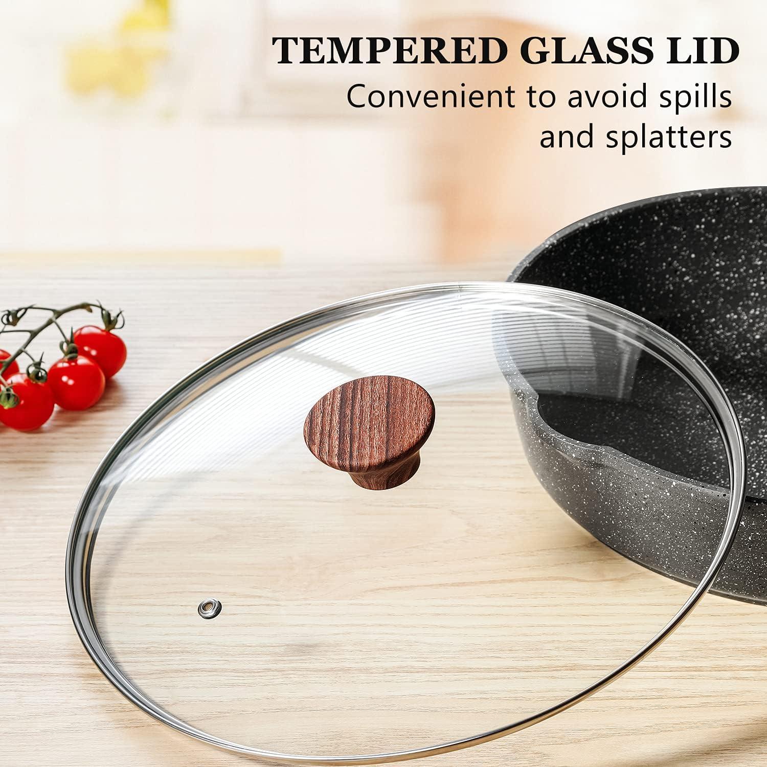 10-Inch Gray Nonstick Aluminum Frying Pan with Lid