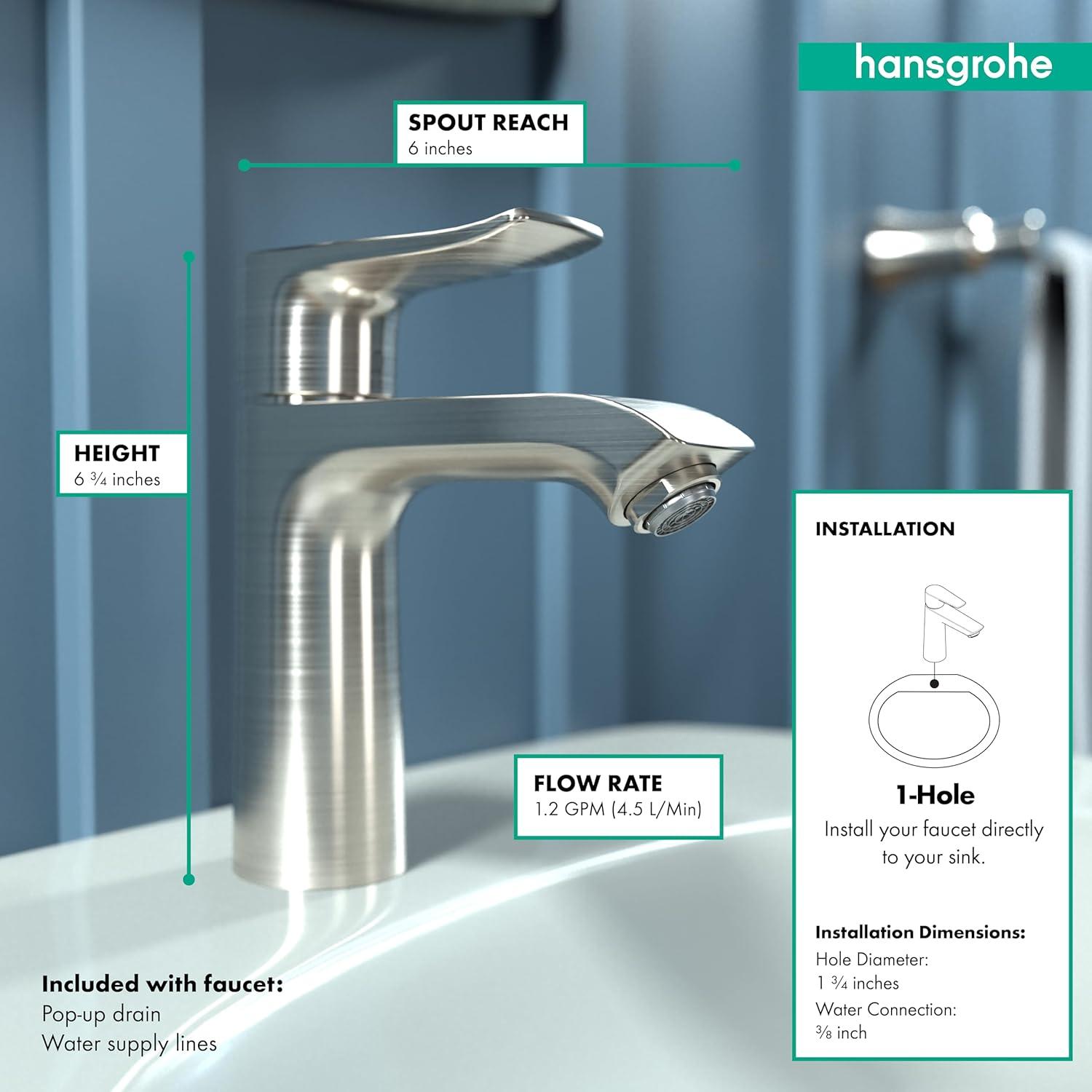 Metris Single Hole Bathroom Faucet with Drain Assembly