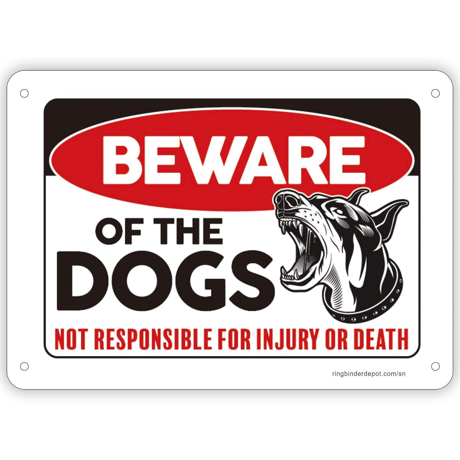 Beware of Dog Sign, 2 Pack 10"x 7" Rust Free .40 Aluminum, UV Printed- Professional Graphics- Easy to Mount- Indoor Or Outdoor Use- Beware of Dog Warning Signs for Home and Business