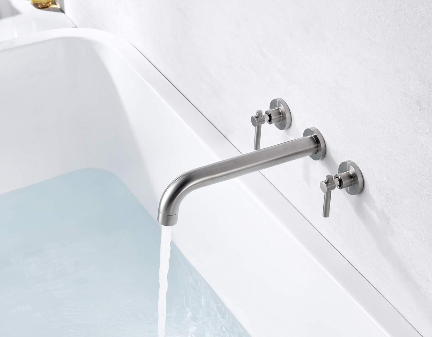 High Flow Rate Extra Long Spout Double Handle Wall Mounted