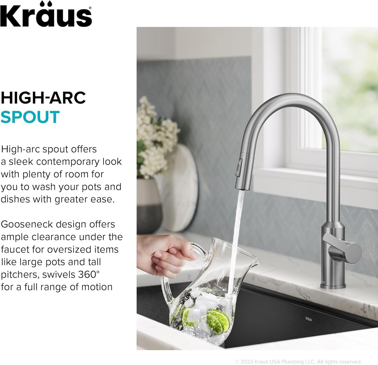 KRAUS Oletto Touchless Sensor Pull-Down Single Handle Kitchen Faucet