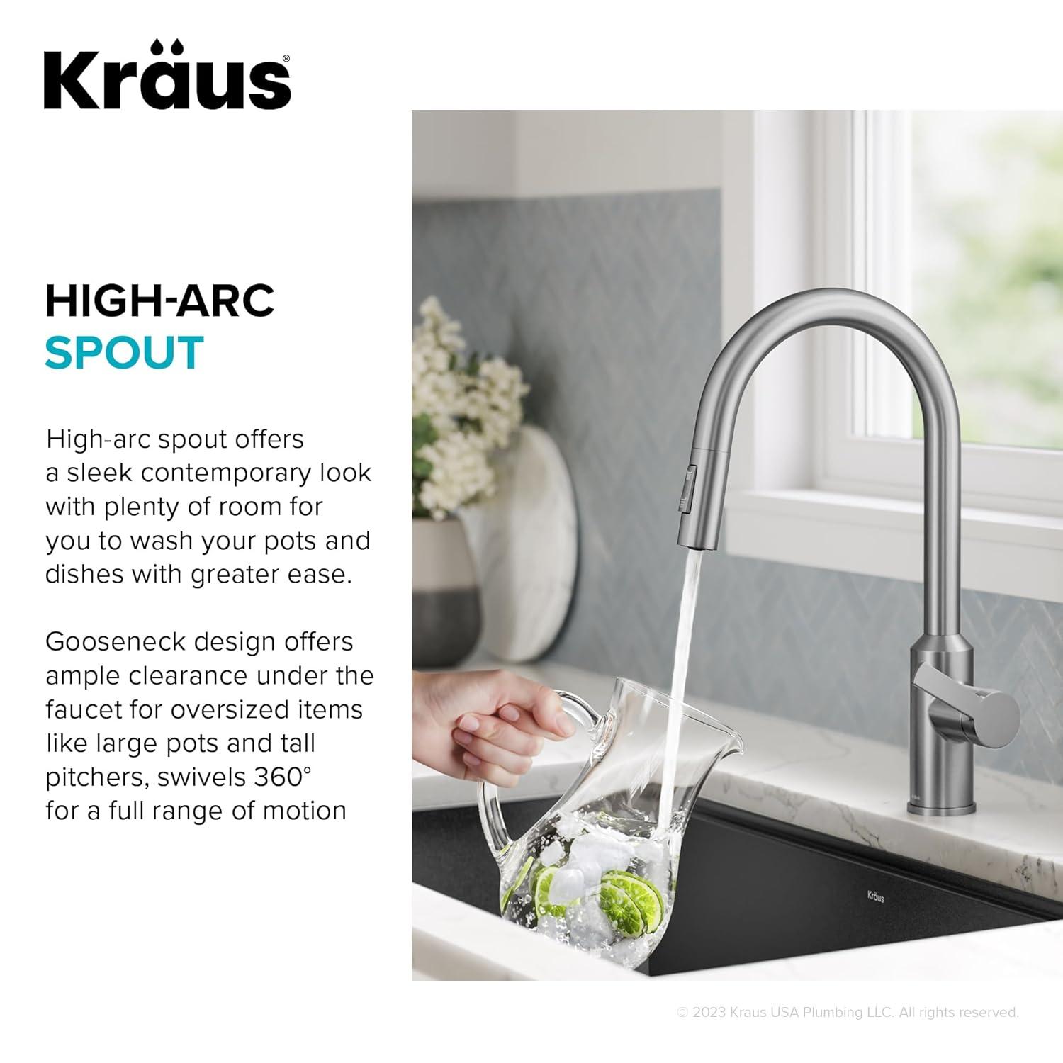 KRAUS Oletto Touchless Sensor Pull-Down Single Handle Kitchen Faucet