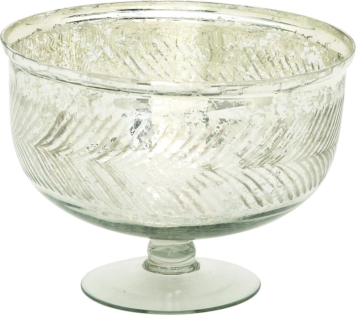 Handcrafted Silvered Glass Decorative Bowl with Stand