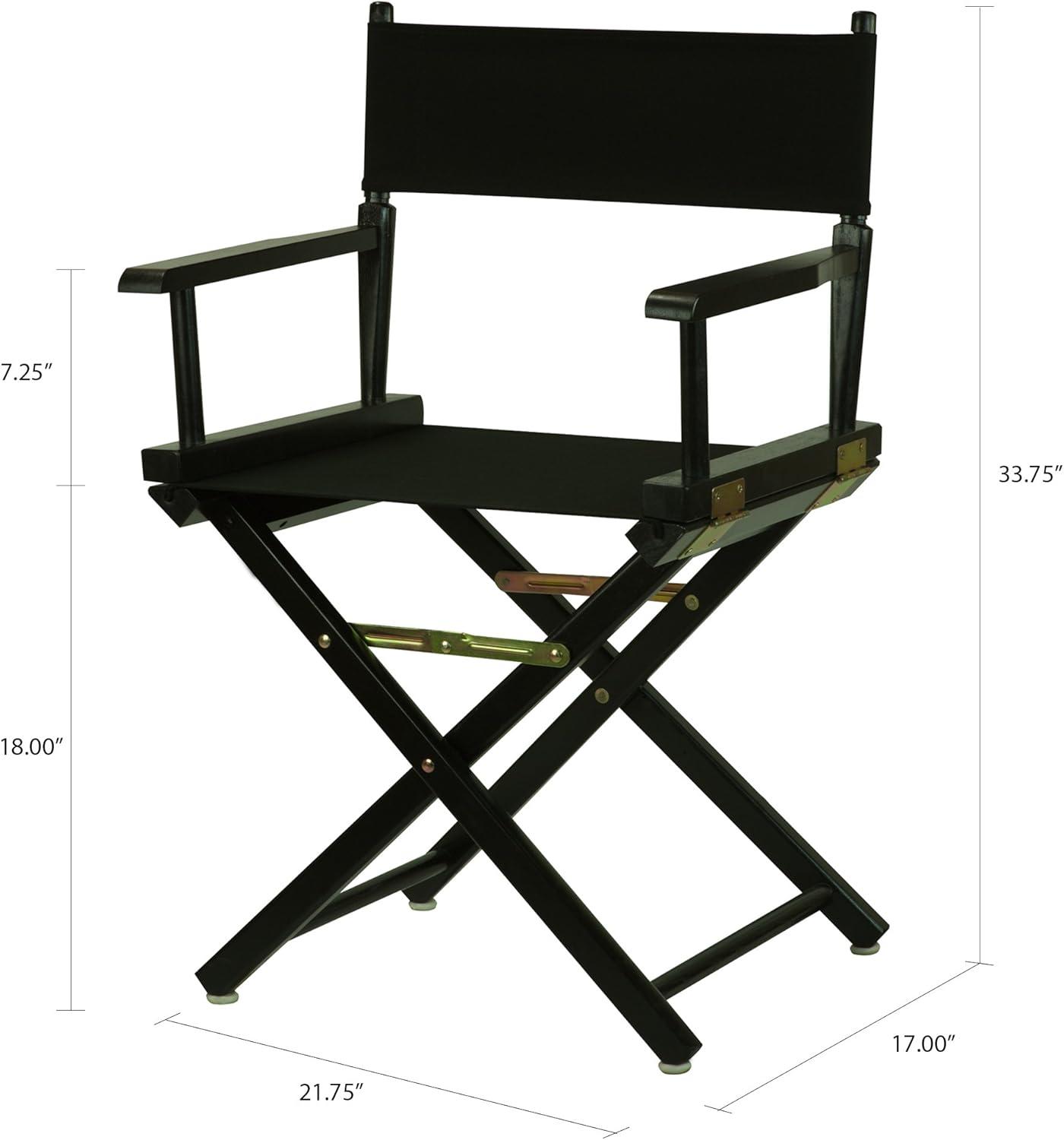 Black Solid Wood Director's Chair with Canvas Seat