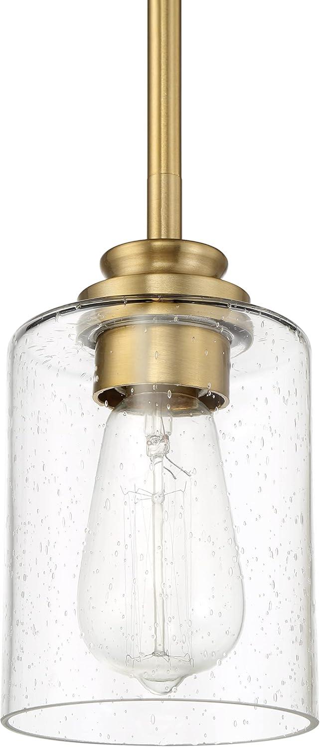 Elegant Mini Pendant Light in Satin Brass with Glass Shade