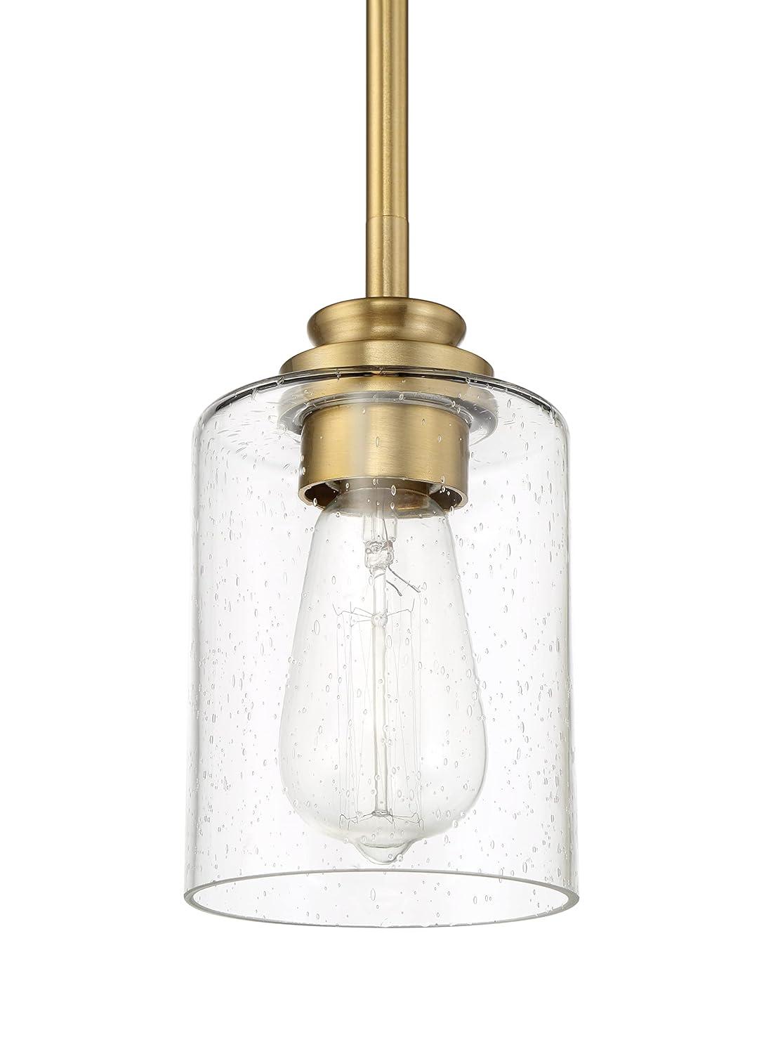 Elegant Mini Pendant Light in Satin Brass with Glass Shade