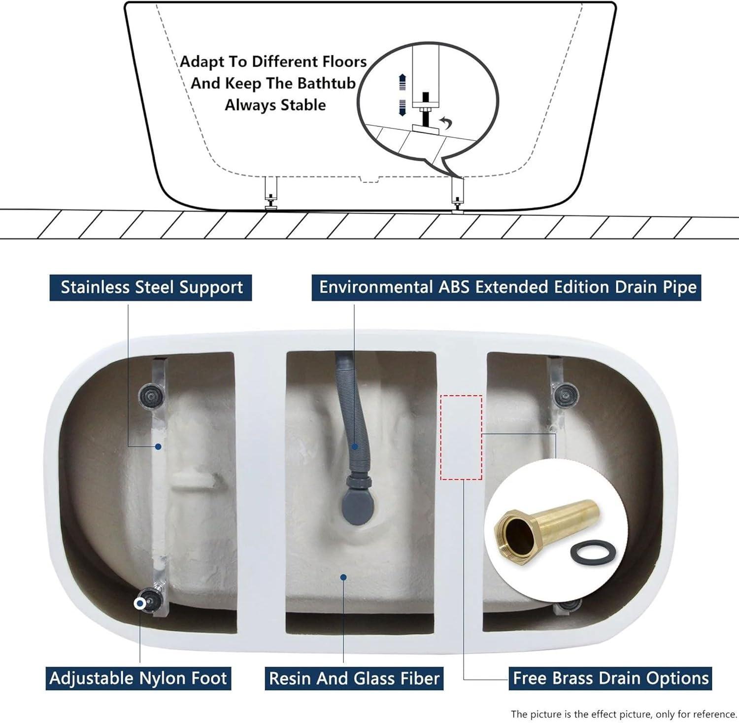 Bali Freestanding Soaking Bathtub with Chrome Drain