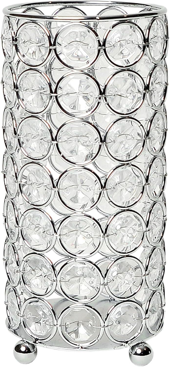 Elegant Designs 6.75" Elipse Crystal Decorative Flower Vase, Candle Holder, Wedding Centerpiece, Chrome