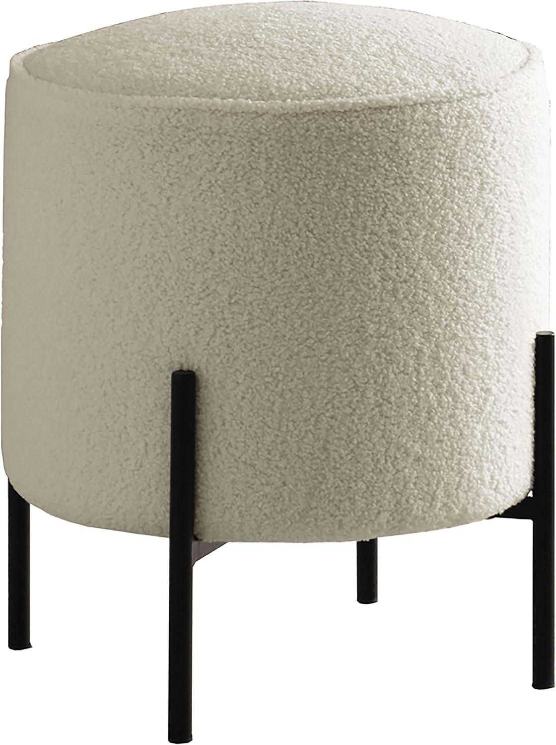 Coaster Basye Metal Round Upholstered Ottoman Beige and Matte Black