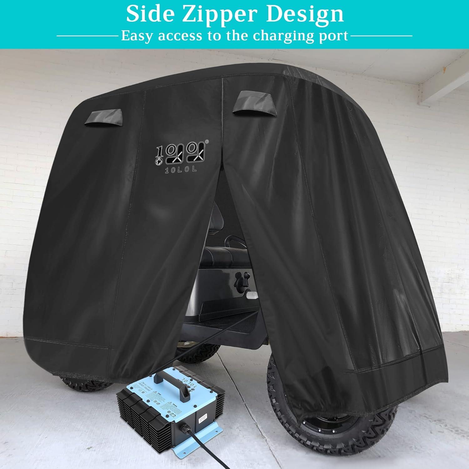 10L0L Golf Cart Cover 4 Passenger for Yamaha EZGO Club Car, 420D Waterproof Sunproof Dustproof Enclosure Cover, Black