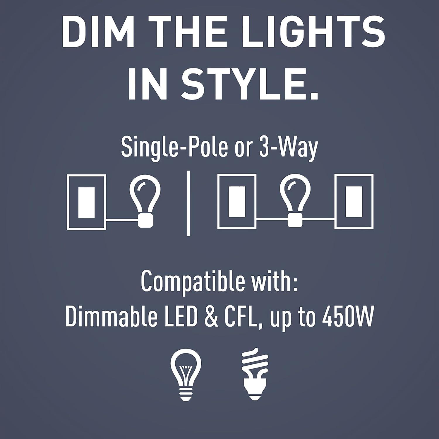 Legrand RHCL453PNICCV4 Pass & Seymour LED Dimmer, 3-Way, Single-Pole, Nickel, 450-Watt - Quantity 1
