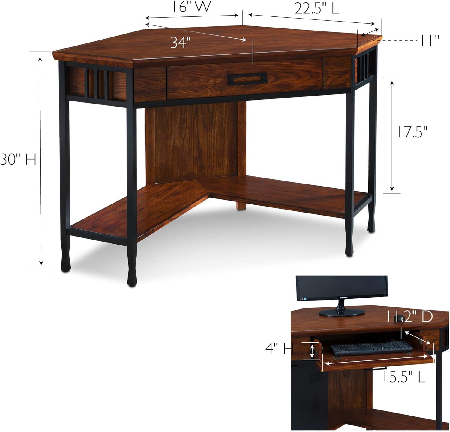 Leick Ironcraft Corner Computer Desk in Mission Oak