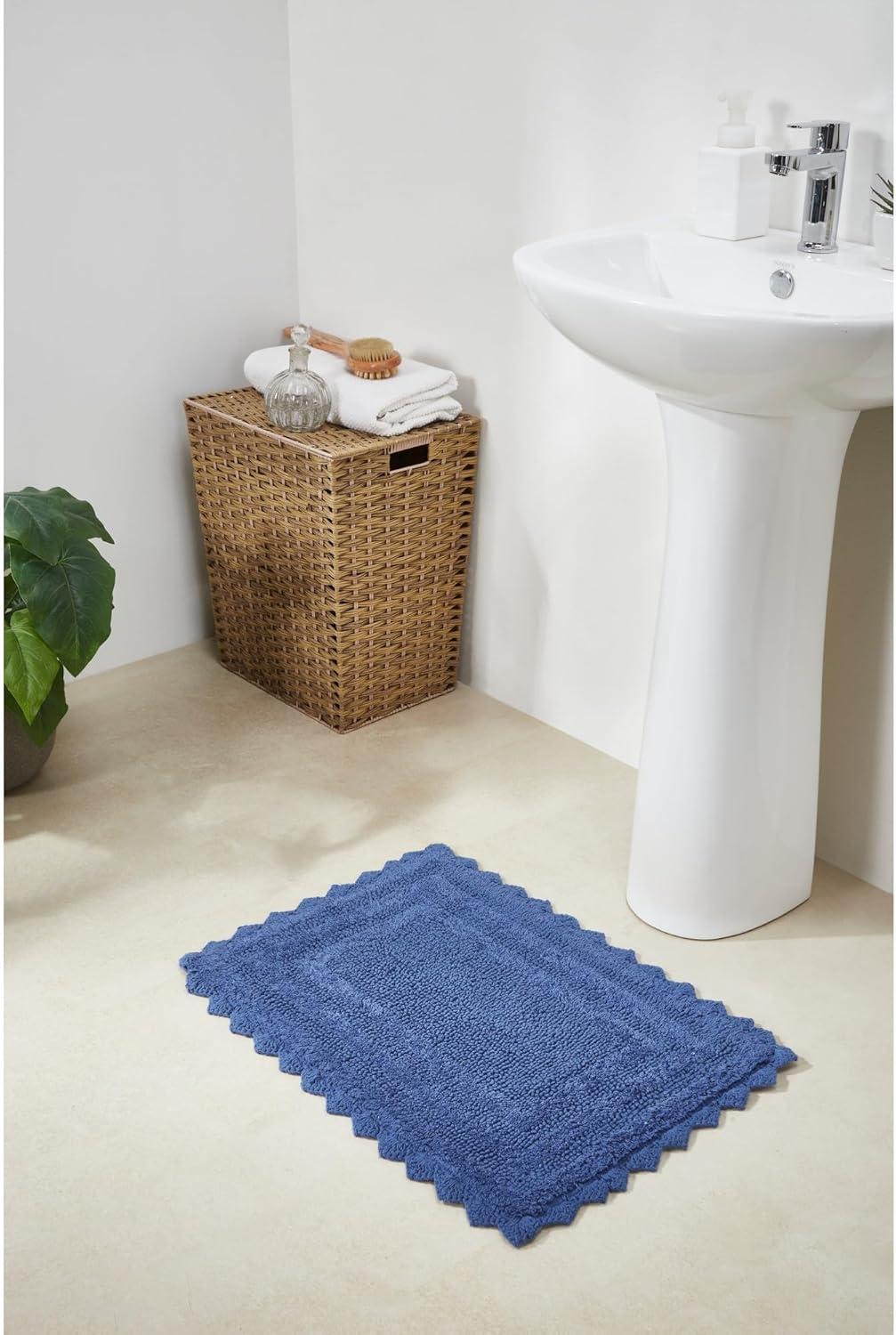 Better Trends Lilly Crochet 100% Cotton Tufted Reversible Bath Rug 24" x 40" Rectangle - Blue