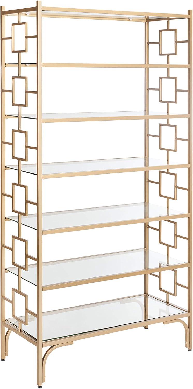 Brooklyn 7-Tier Etagere - Gold/Tempered Glass - Safavieh