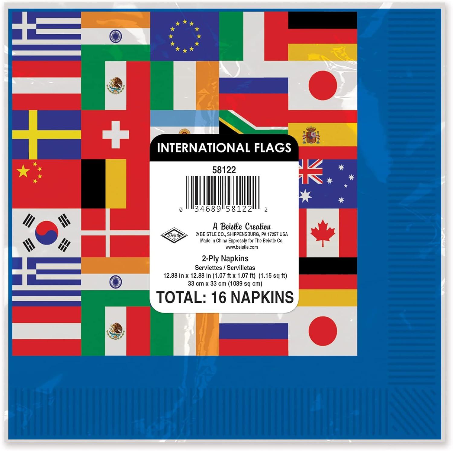 Beistle International Flag Luncheon Napkins