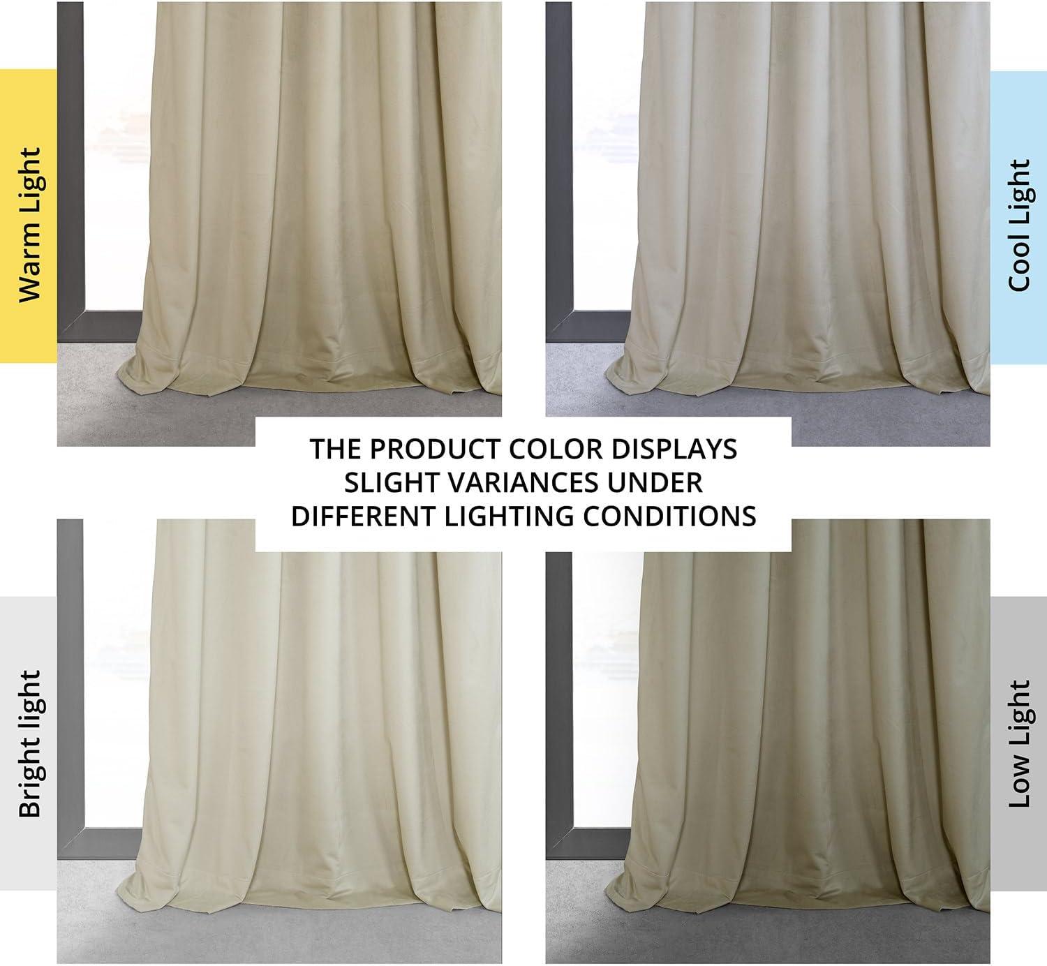 Cool Beige 25" x 108" Pleated Blackout Velvet Curtain