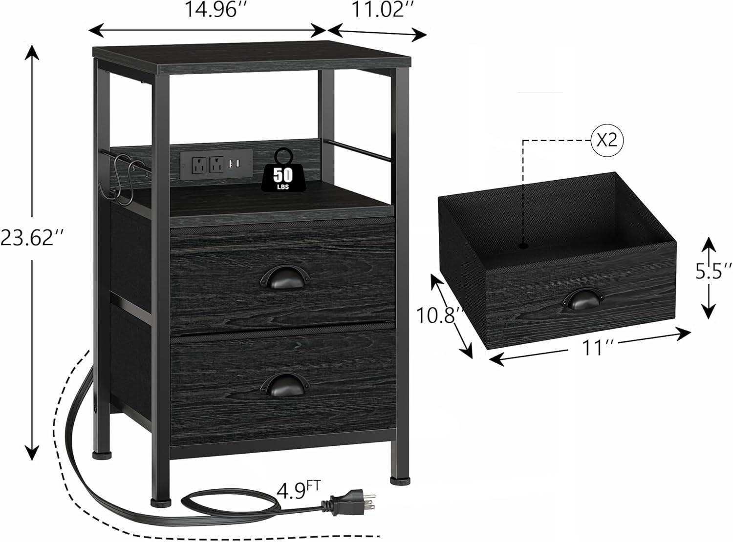 Furologee Nightstands Set of 2, White