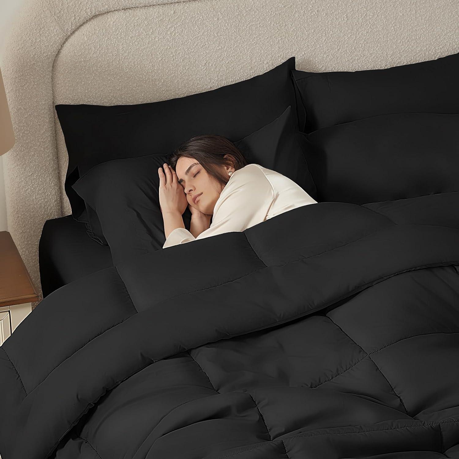 Sweet Home Collection All Season Bed-in-A-Bag 5pc/7pc Solid Color Comforter & Sheet Set Ultra Soft Bedding by Sweet Home Collection