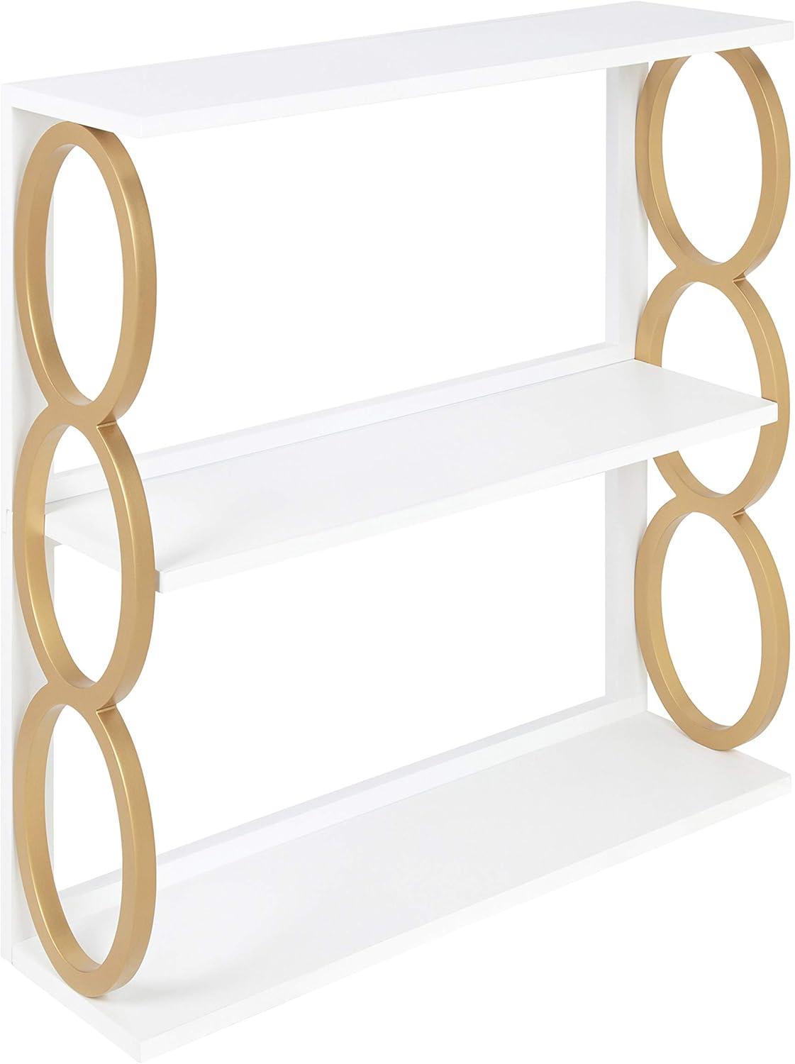 28" x 8" x 31" Ring Wooden 3-Tier Shelf White - Kate & Laurel All Things Decor: Mid-Century Storage Display