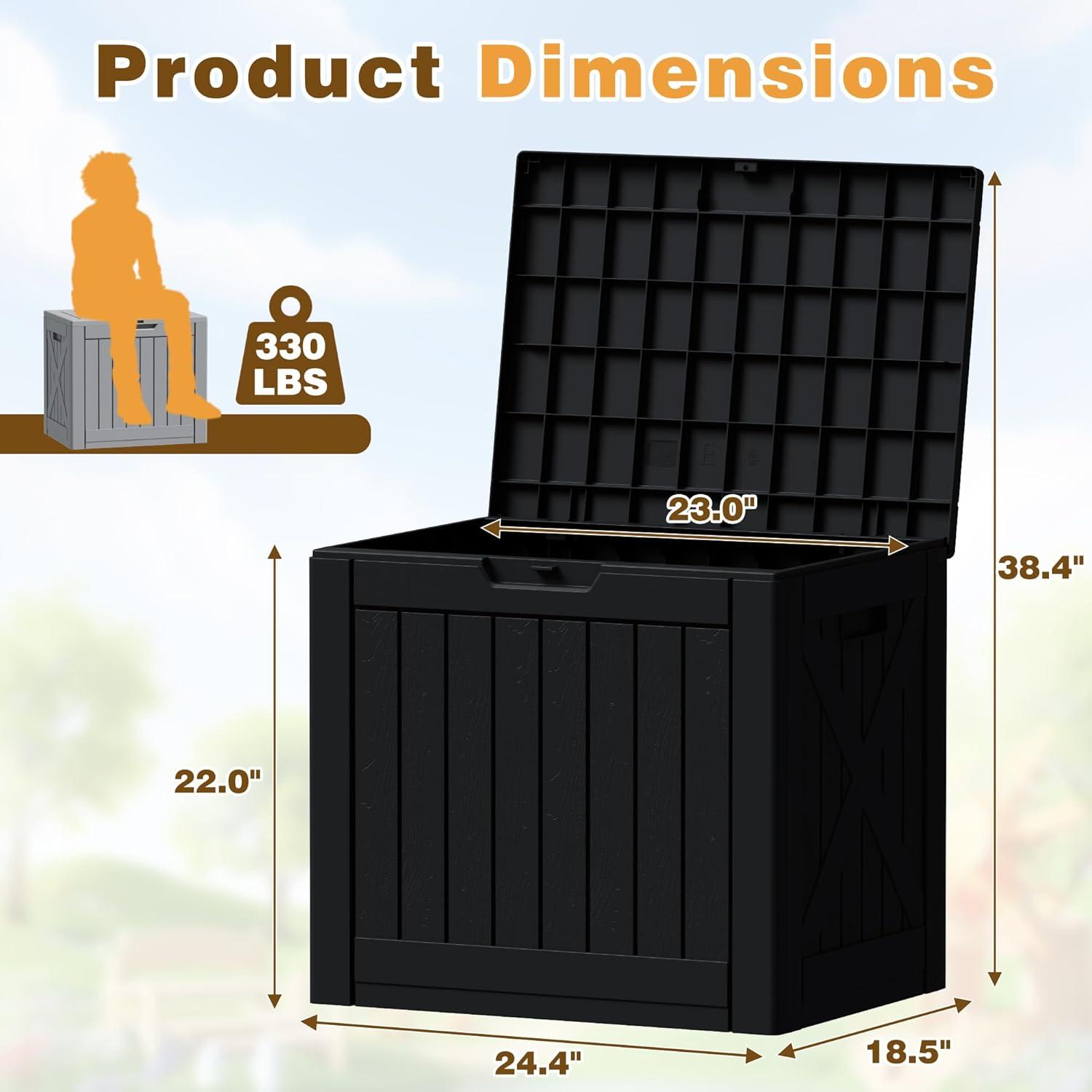 MAXAYA Resin Deck Box 120 Gallon Waterproof Large Deck Boxes P...