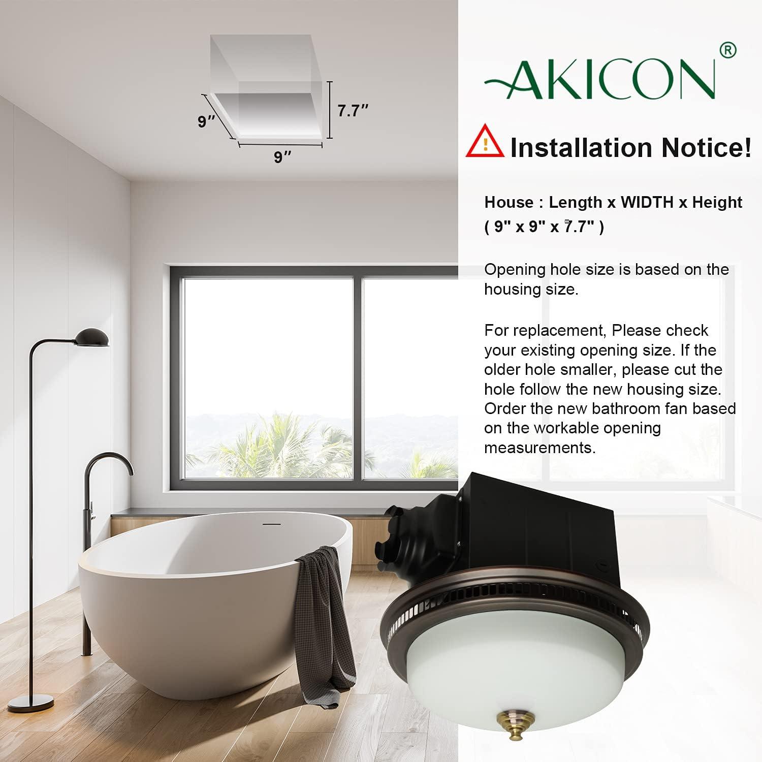 Akicon 1.5-Sones 110-CFM Oil-Rubbed Bronze Decorative Lighted Bathroom fan