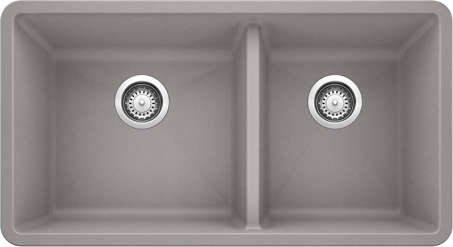 Precis SILGRANIT 33" L X 18" W Double Bowl Undermount Kitchen Sink