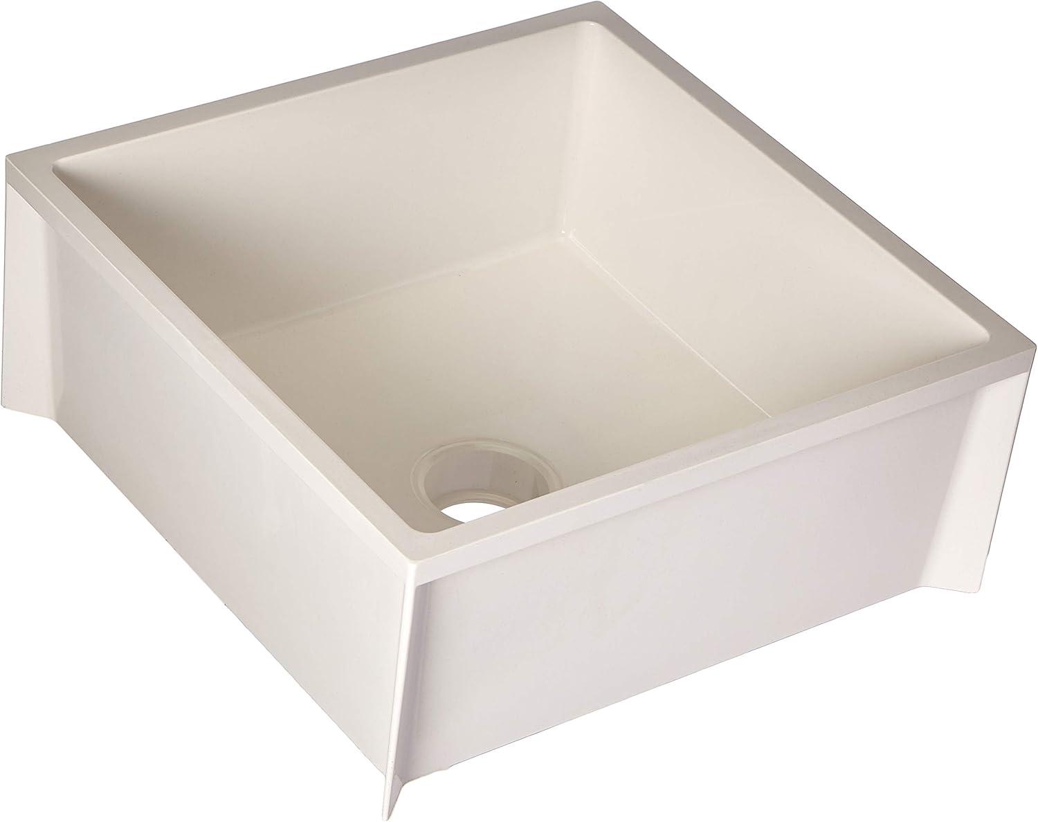 White 24" x 24" Durastone Mop Sink with Stainless Steel Strainer