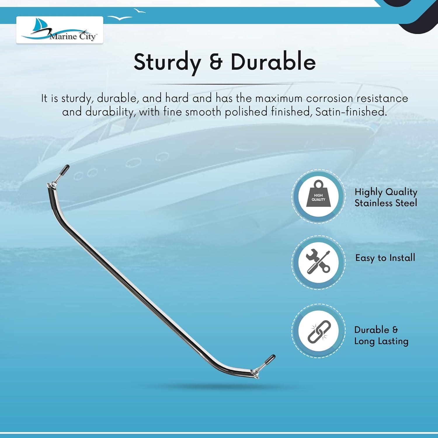 Marine City Mango de Barra de Agarre Ovalado de Acero Inoxidable de 19 Pulgadas con Bridas y Tachuelas