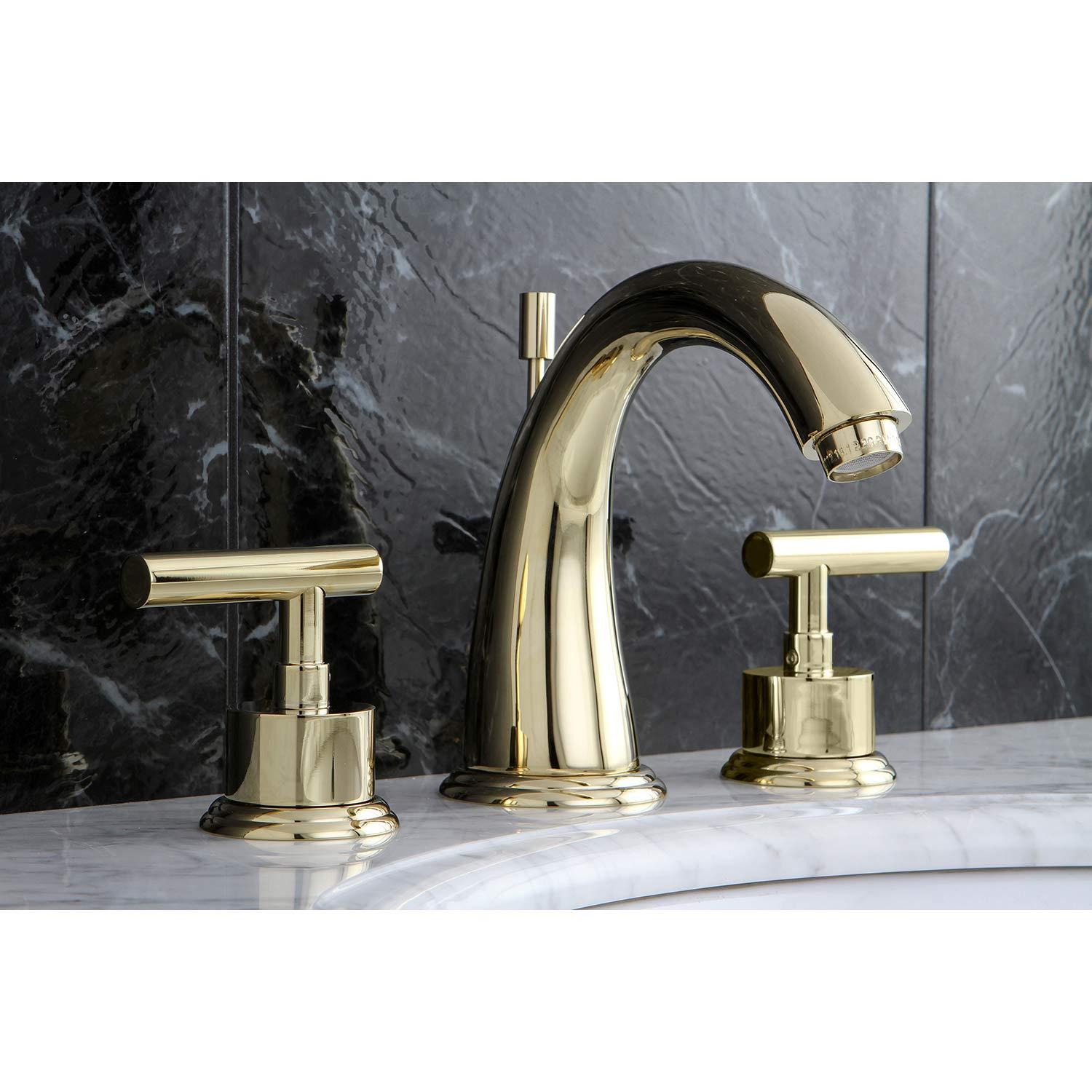 Kingston Brass Kingston Brass Manhattan Two-Handle 3-Hole Deck Mount Widespread Bathroom Faucet with Brass Pop-Up Drain KS2962CML