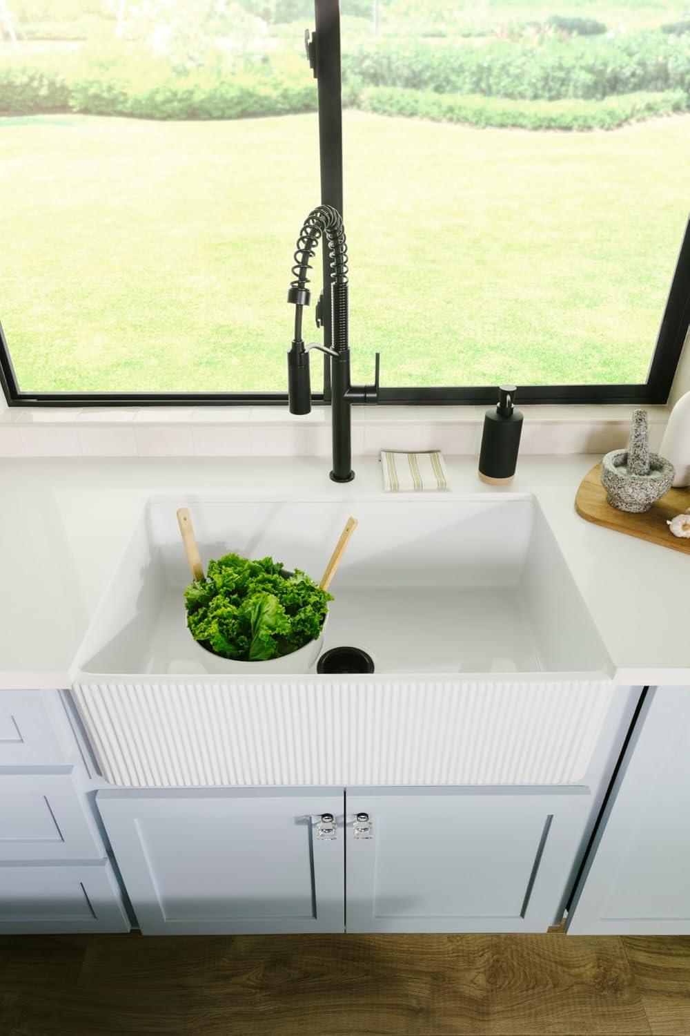 Matte Black Single Handle Pull-Down Kitchen Faucet with Spray