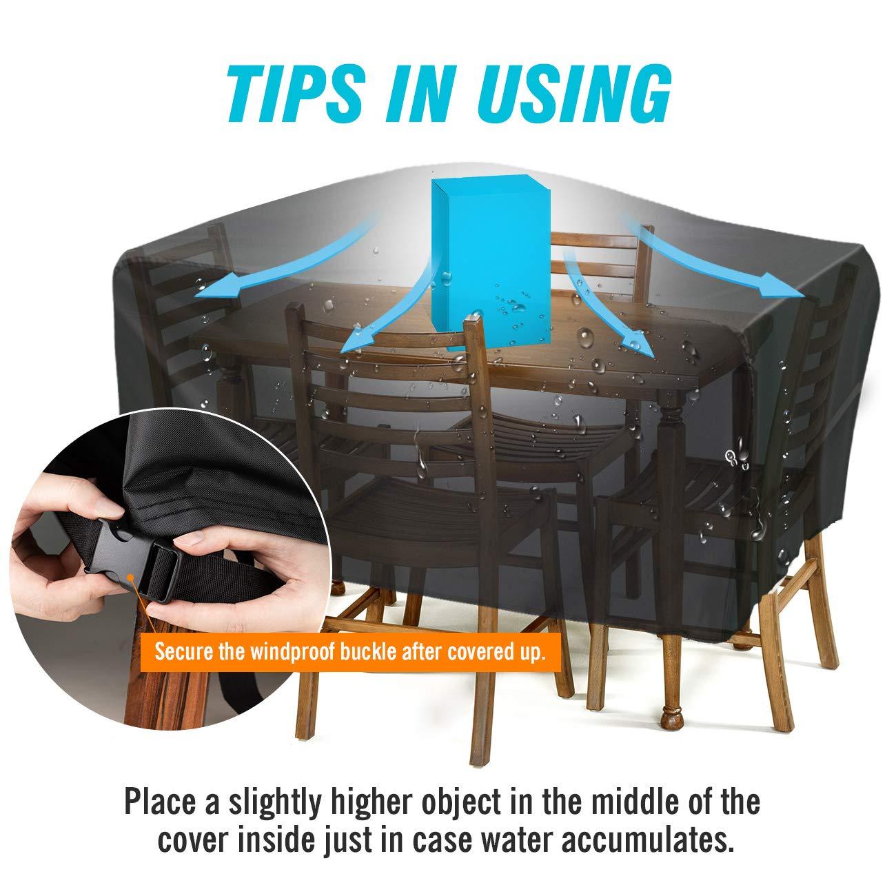 Velway Patio Furniture Cover Outdoor, Waterproof Rectangular Patio Table Chair Sofa Set Cover, 67”Lx37”Wx28”H, All Weather Oxford Tear-Resistant Material with Zipper Carrying Bag Windproof Buckles