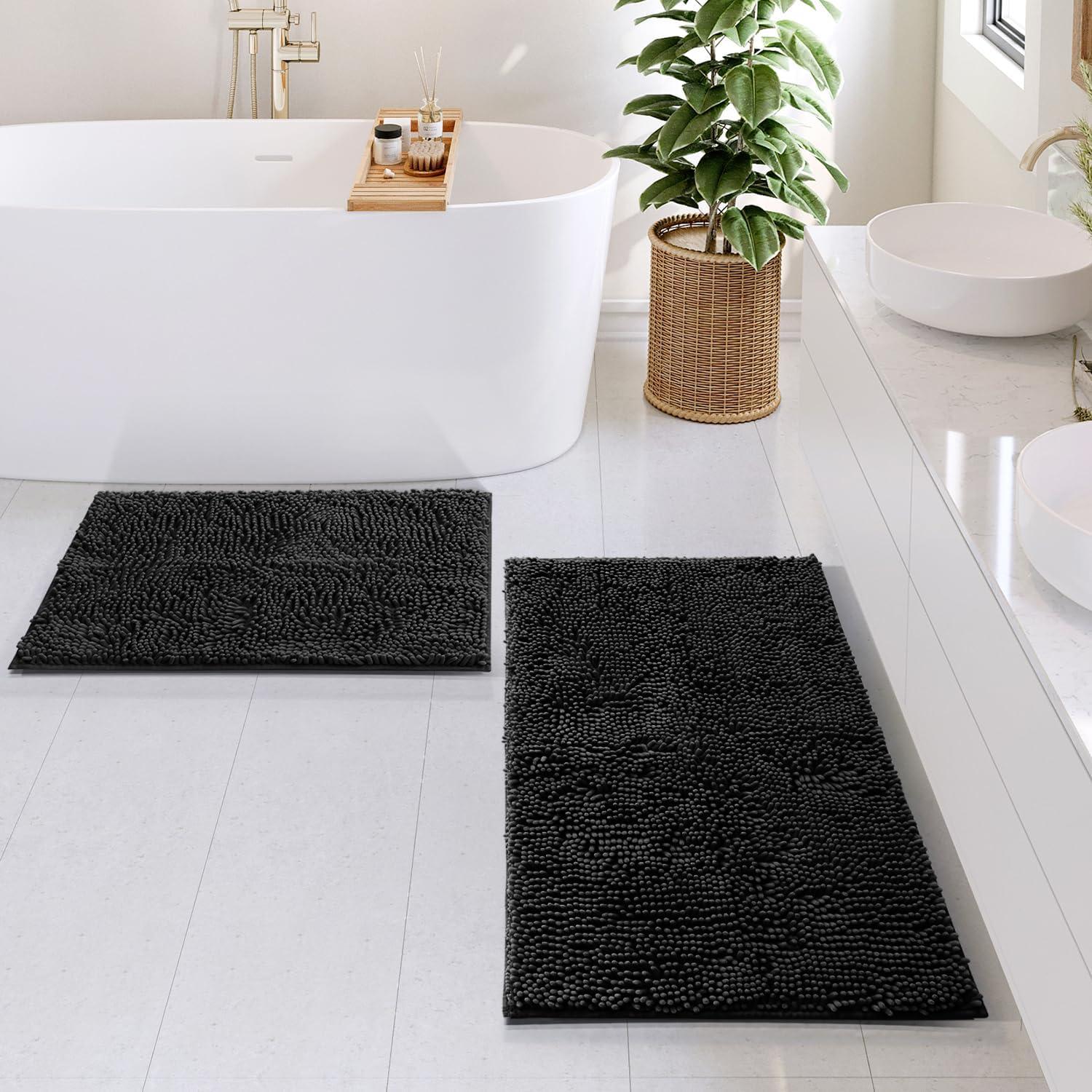 Hearth & Harbor Bathroom Rugs, Machine Washable Chenille Bath Mat for Bathroom