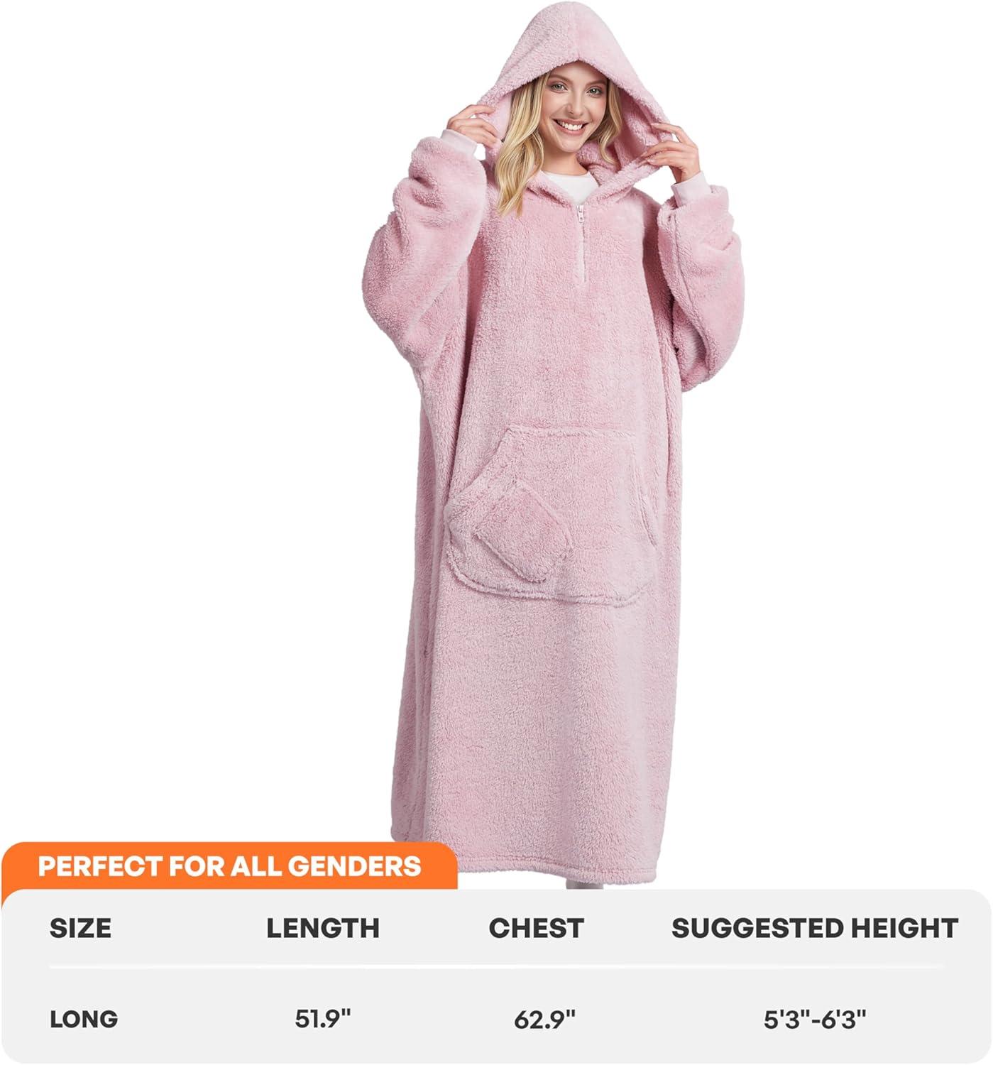 Bedsure Bedsure Wearable Blanket Hoodie Gifts For Women - Cozy Sherpa Hoodie Blanket For Adult Men, Warm Hooded Blanket Sweatshirt