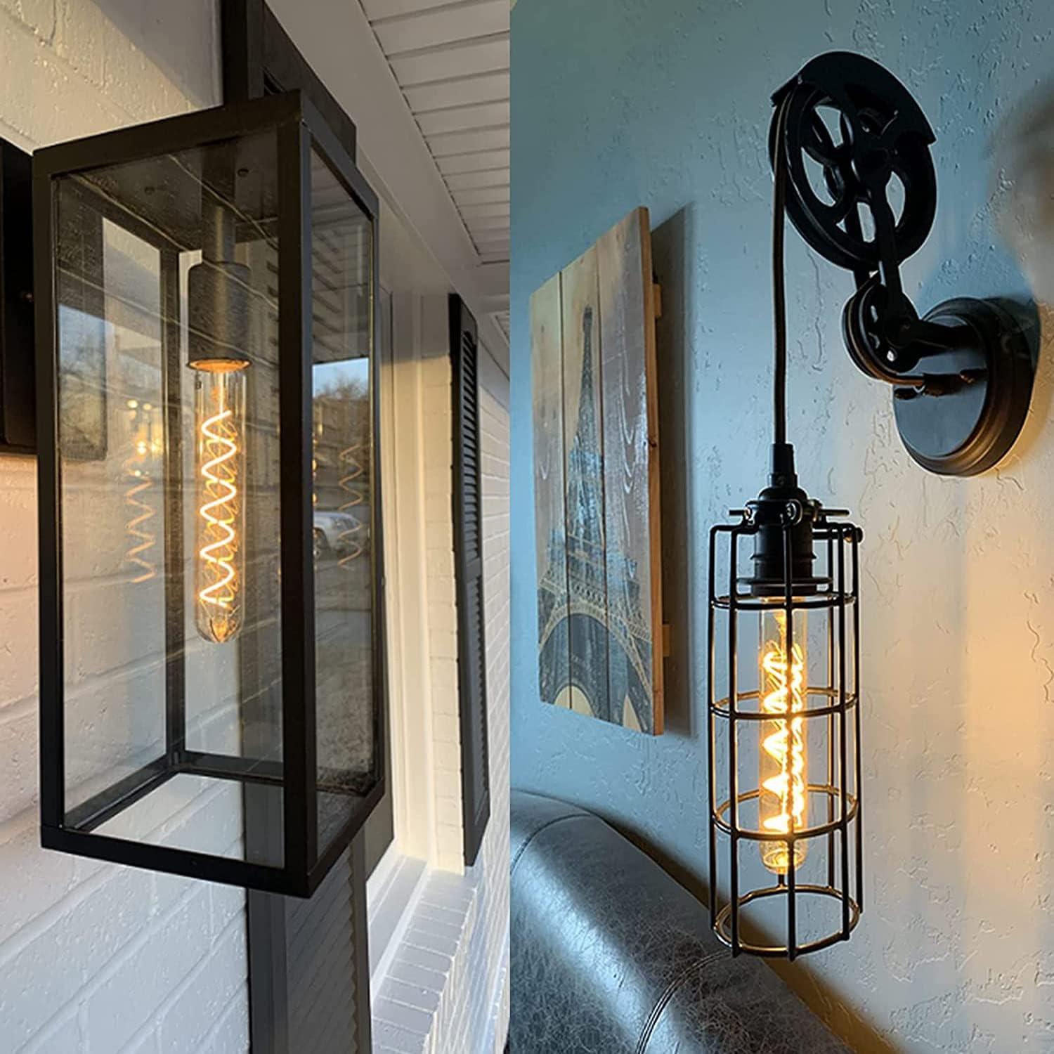 Leools T10 Led Long Bulbs 8W,E26 Dimmable Tubular Bulb,Equivalent 75 Watt, E26 Edison Style Vintage LED Filament Light Bulb,2700K Warm White,8.9in(225mm),4-Pack.