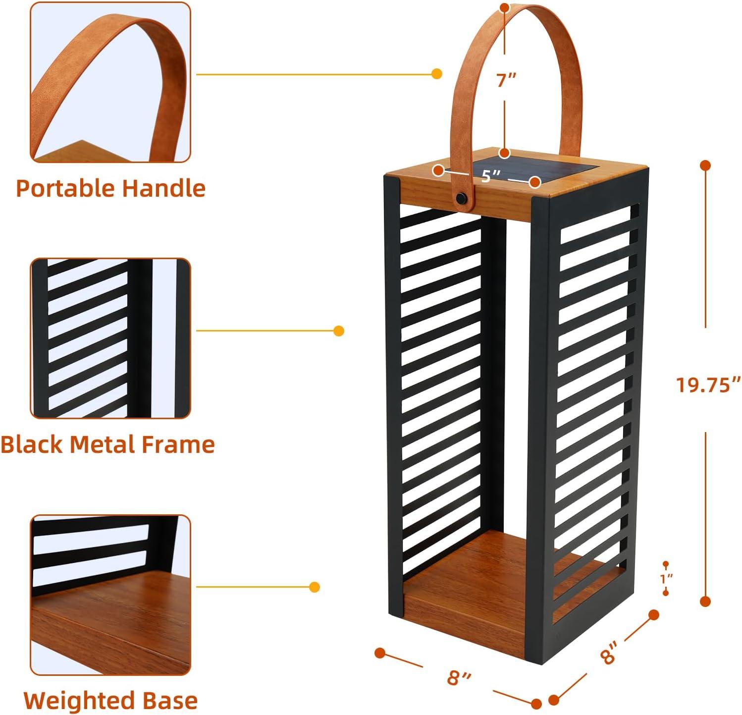 Large Solar Powered Gray Metal Outdoor Floor Lantern