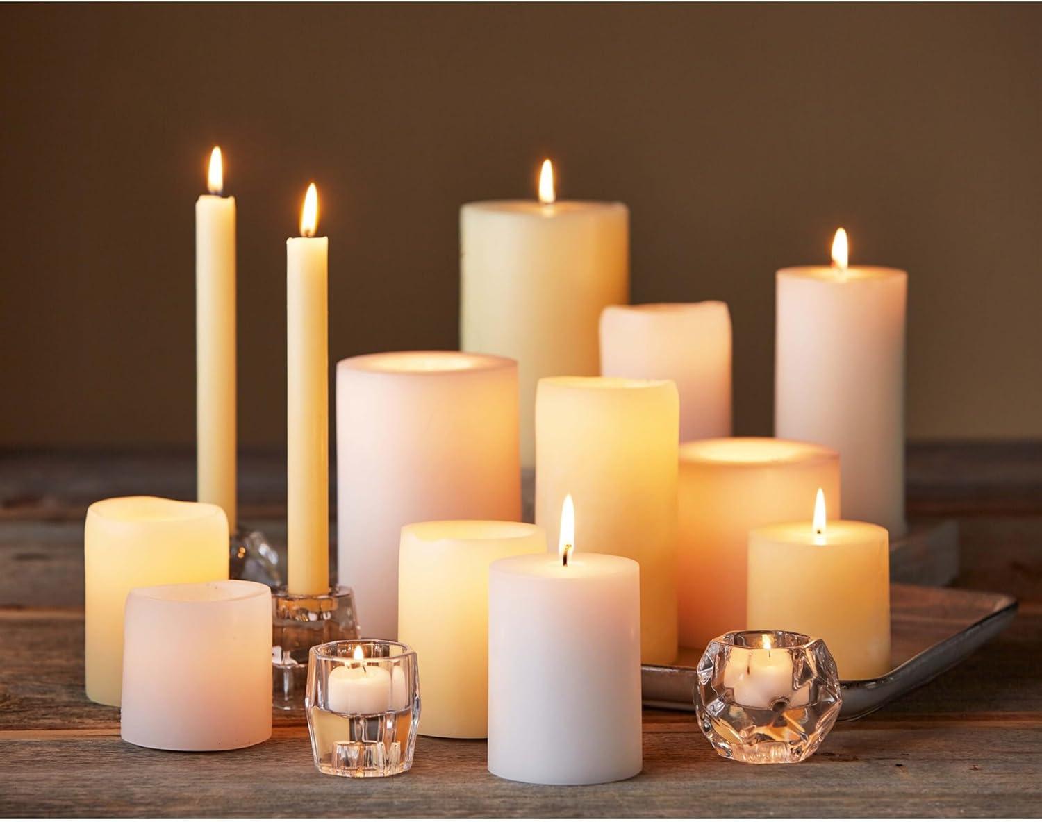 White Dripless Mini Pillar Candles Set of 4