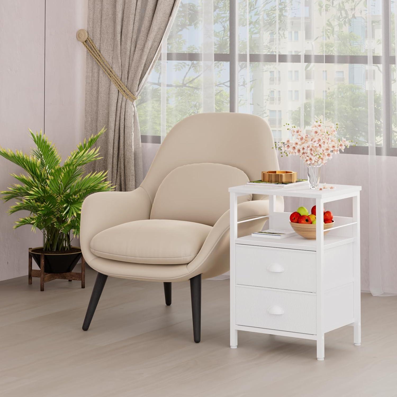 Furologee Nightstands Set of 2, White