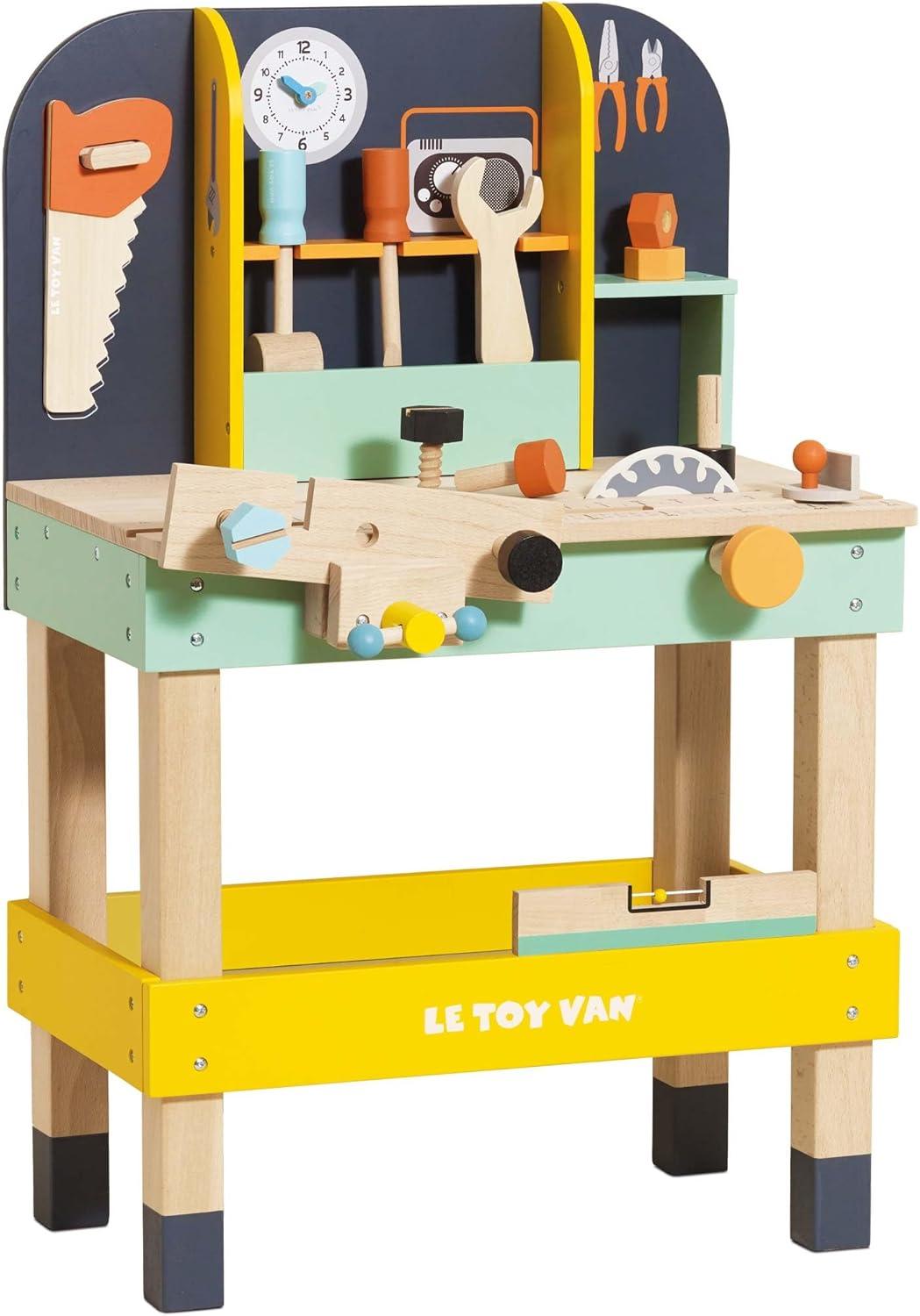 Colorful Wooden Toy Work Bench with Tools for Kids