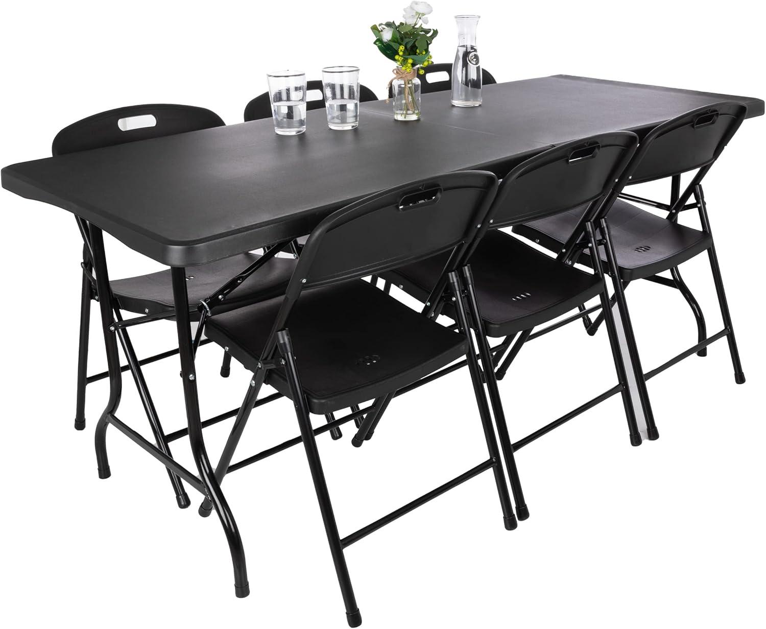 Hasting Home Adjustable Folding Table - Plastic Utility Tabletop