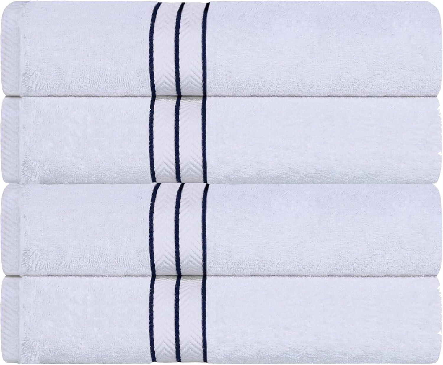 Superior Turkish Cotton Ultra-Plush Bath Towel Set of 4, Navy Blue