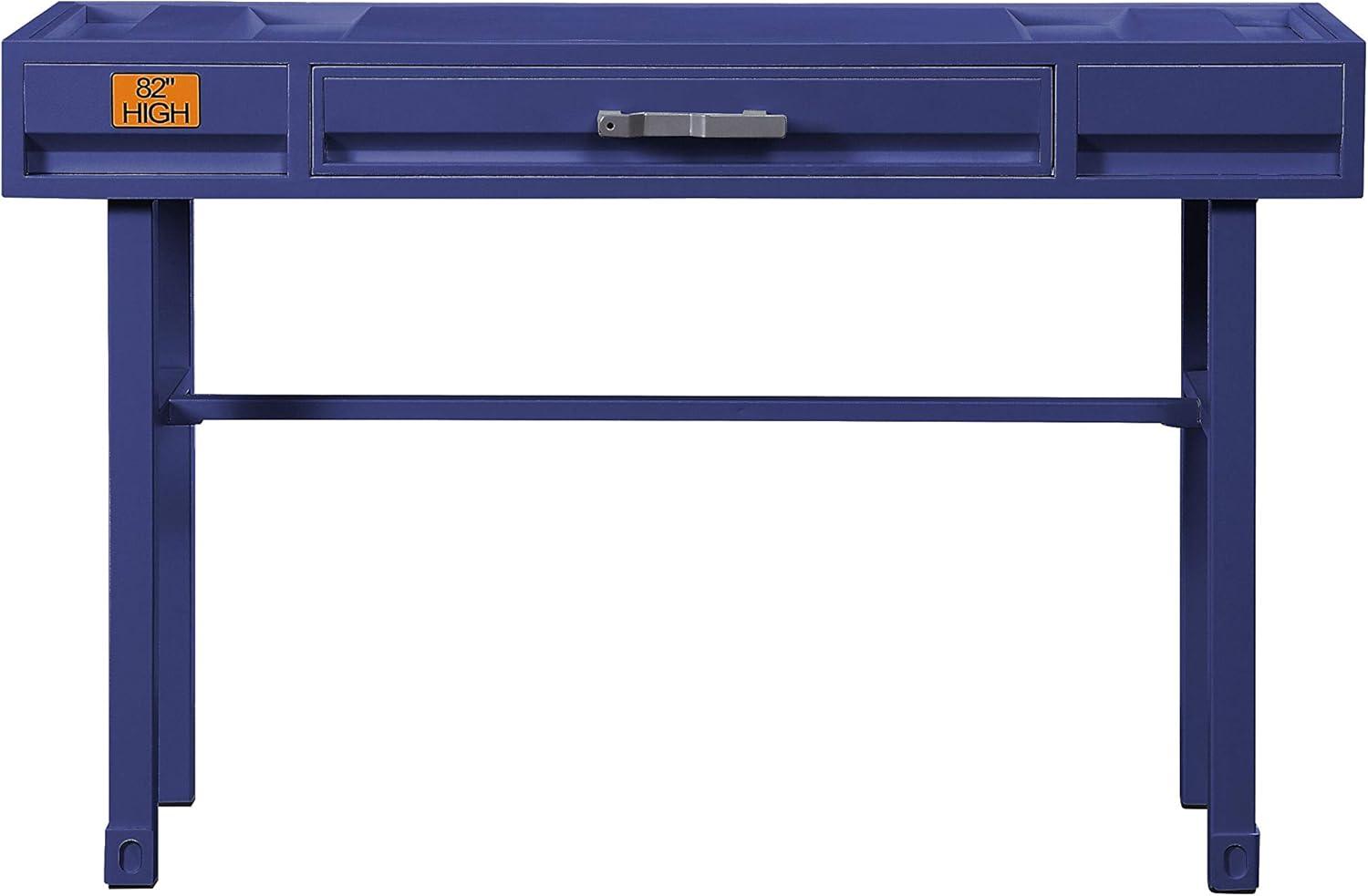 Cargo Vanity Table Blue with Drawer - Acme Furniture: Dressing Table, Metal Frame