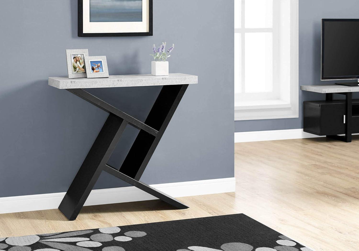 Monarch Specialties Accent Table Console Entryway Narrow Sofa Living Room Bedroom Laminate Grey Black Contemporary Modern