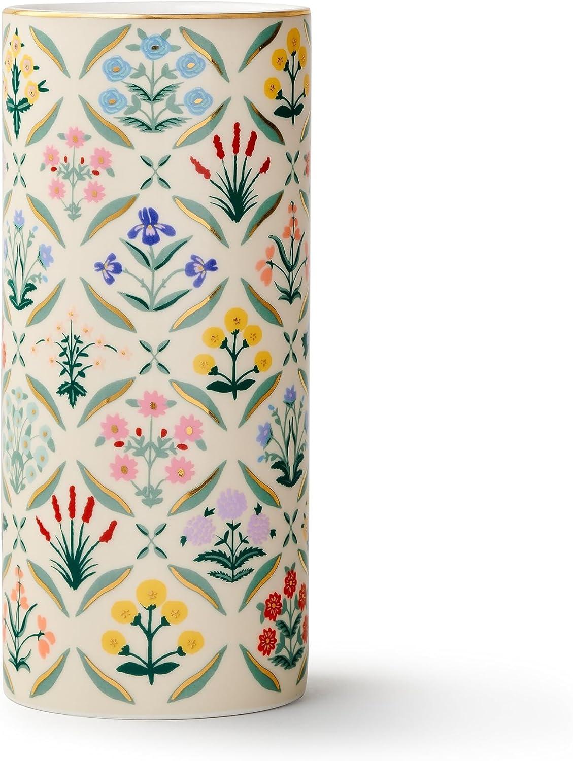 RIFLE PAPER CO. Estee Porcelain Vase for Room and Home Décor, Brighten Up a Living Room, Kitchen Table, or Farmhouse, Large Vase for Tabletop Centerpieces or Bookshelves