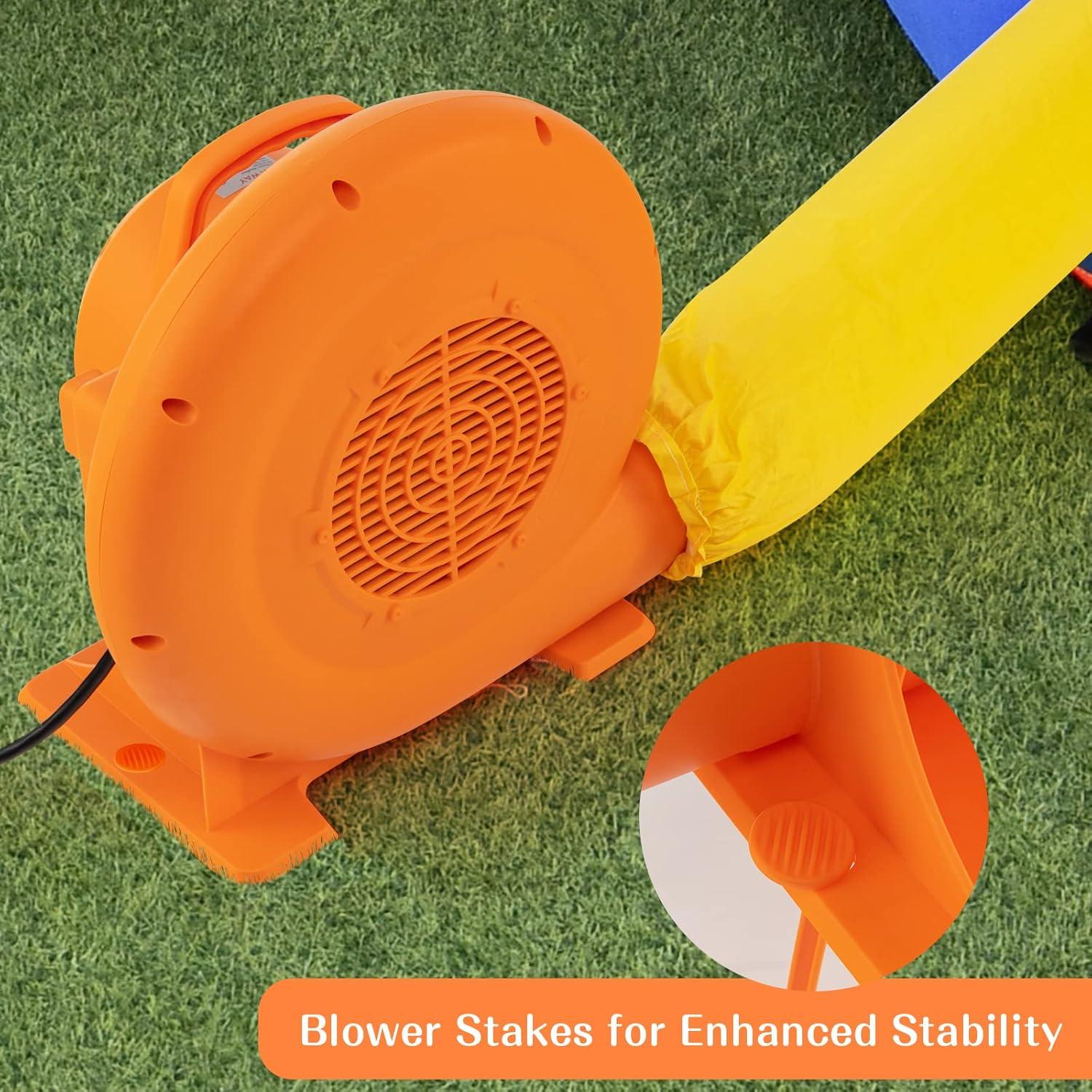 Costzon Air Blower, 1.0HP Blower for Bounce House with 25FT SJTW Wire & Stakes, GFCI Plug, ETL, 750W, Perfect for Inflatable Bouncer Blower Orange, IPX4 Air Blower for Inflatables