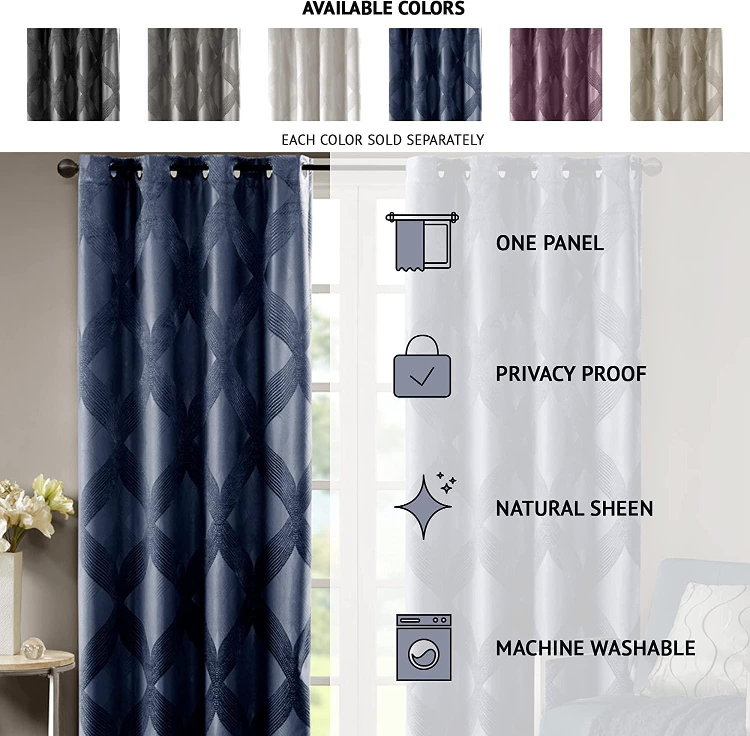 Madison Park Bentley Ogee Knitted Jacquard Geometric Total Blackout Single Curtain Panel