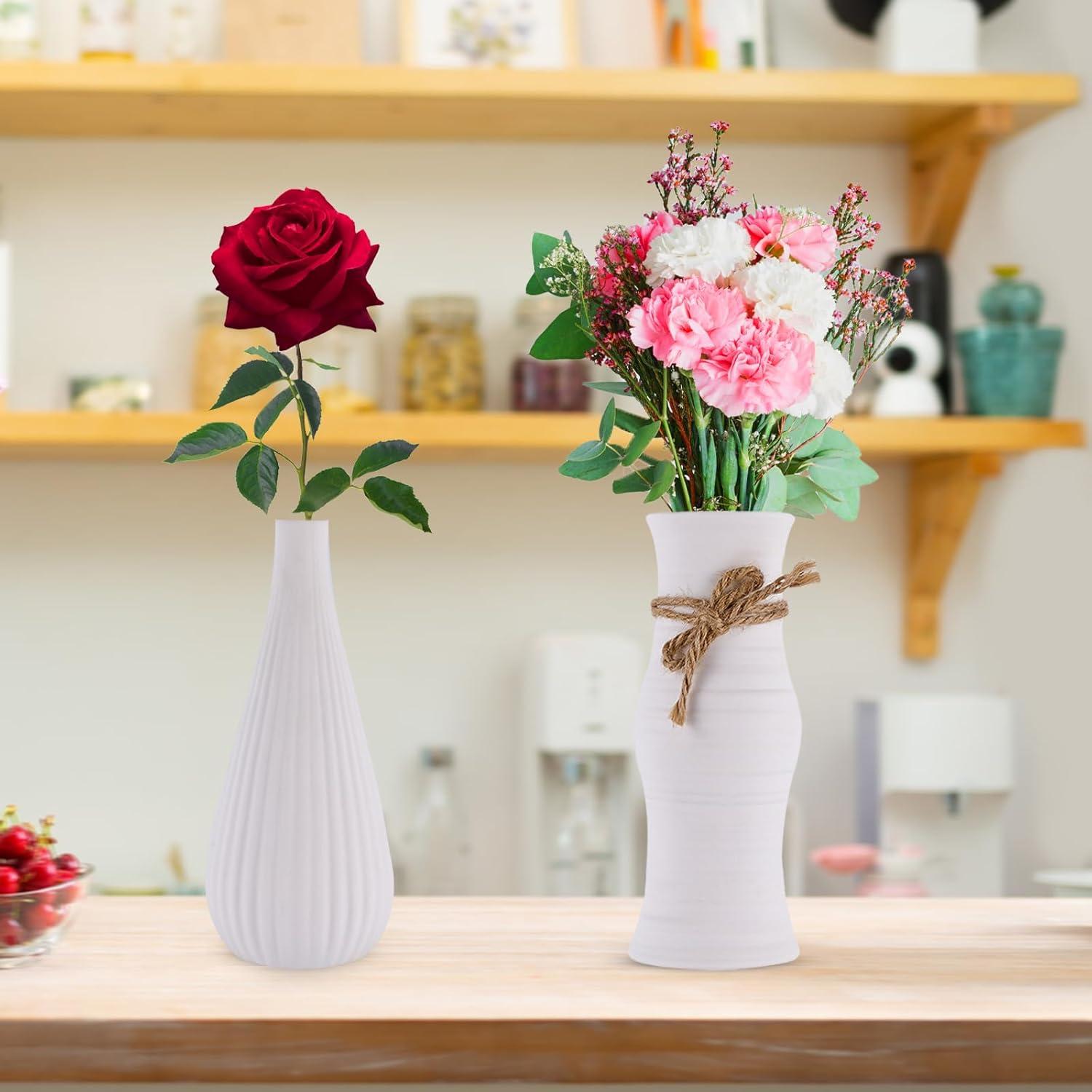 CosmoLiving by Cosmopolitan Ceramic Slim Textured Bottleneck Decorative Vase with Varying Patterns Set (Set of 3)