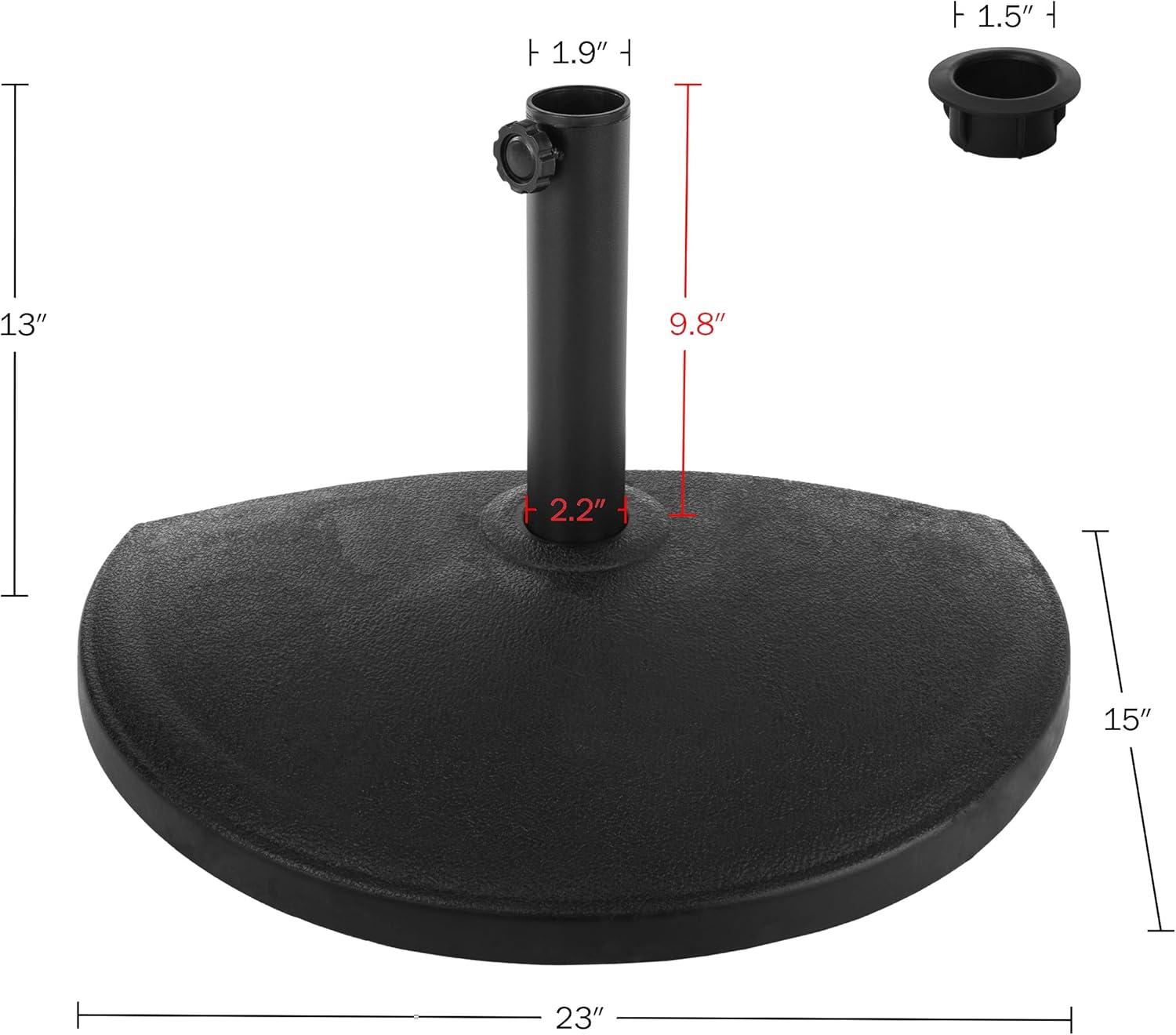 Pure Garden 32lb Half-Circle Outdoor Patio Umbrella Base Black: Resin & Cement, No Assembly, Rustproof